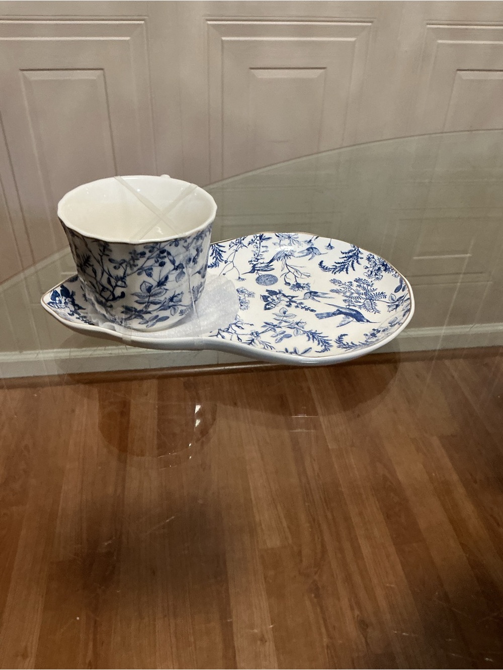 Grace Teaware Fine Porcelain Teacup & Snack Plate Set  Floral Bird NEW